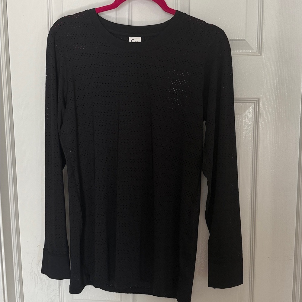 ZYIA Black Perforated Long Sleeve Top